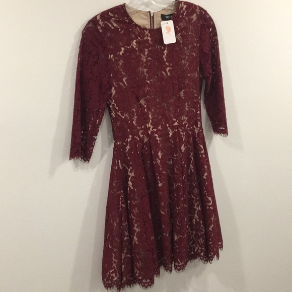 DO+BE Burgundy lace BURGUNDY Dress Size SMALL - Picture 7 of 7
